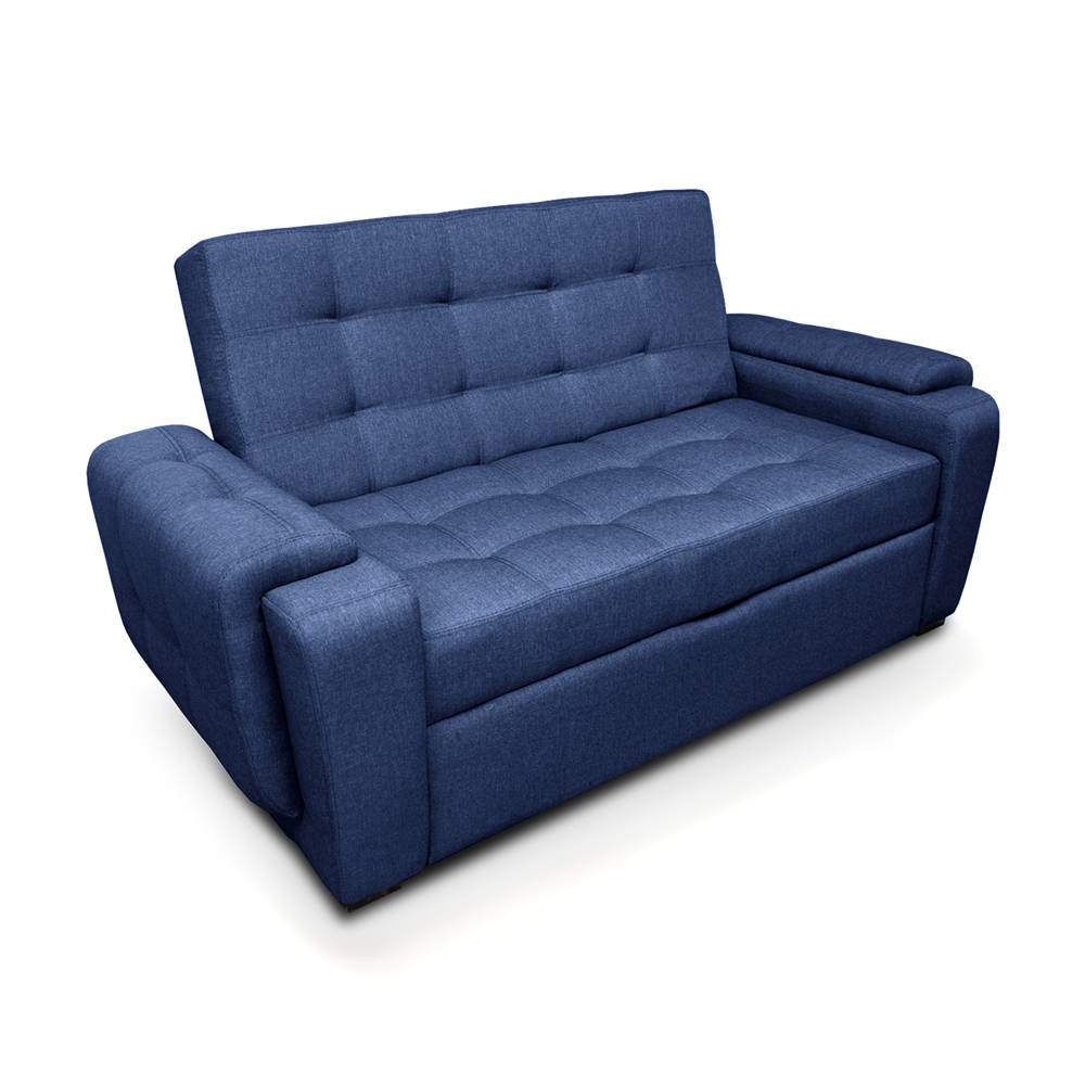 Sofá Cama Vignelli Azul 185x85cm De 3 Puestos Reclinable con Apoya Brazos
