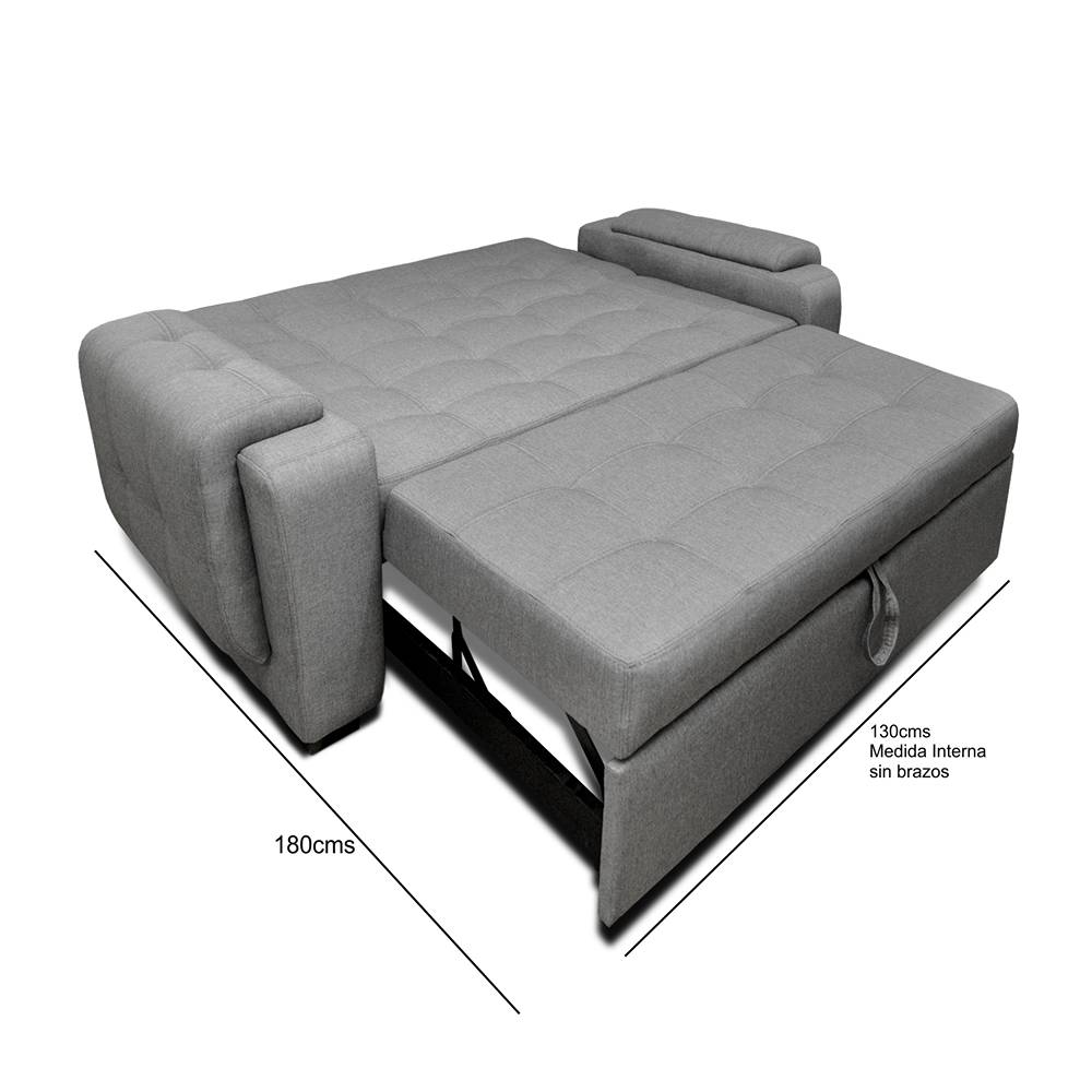 Sofá Cama Vignelli Gris 185x85cm De 3 Puestos Reclinable con Apoya Brazos