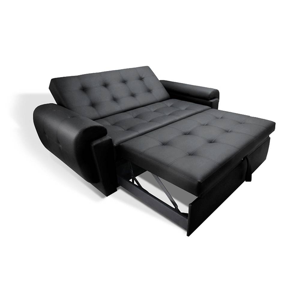 Sofá Cama Vignelli Negro 185x80cm De 3 Puestos Reclinable con Apoya Brazos