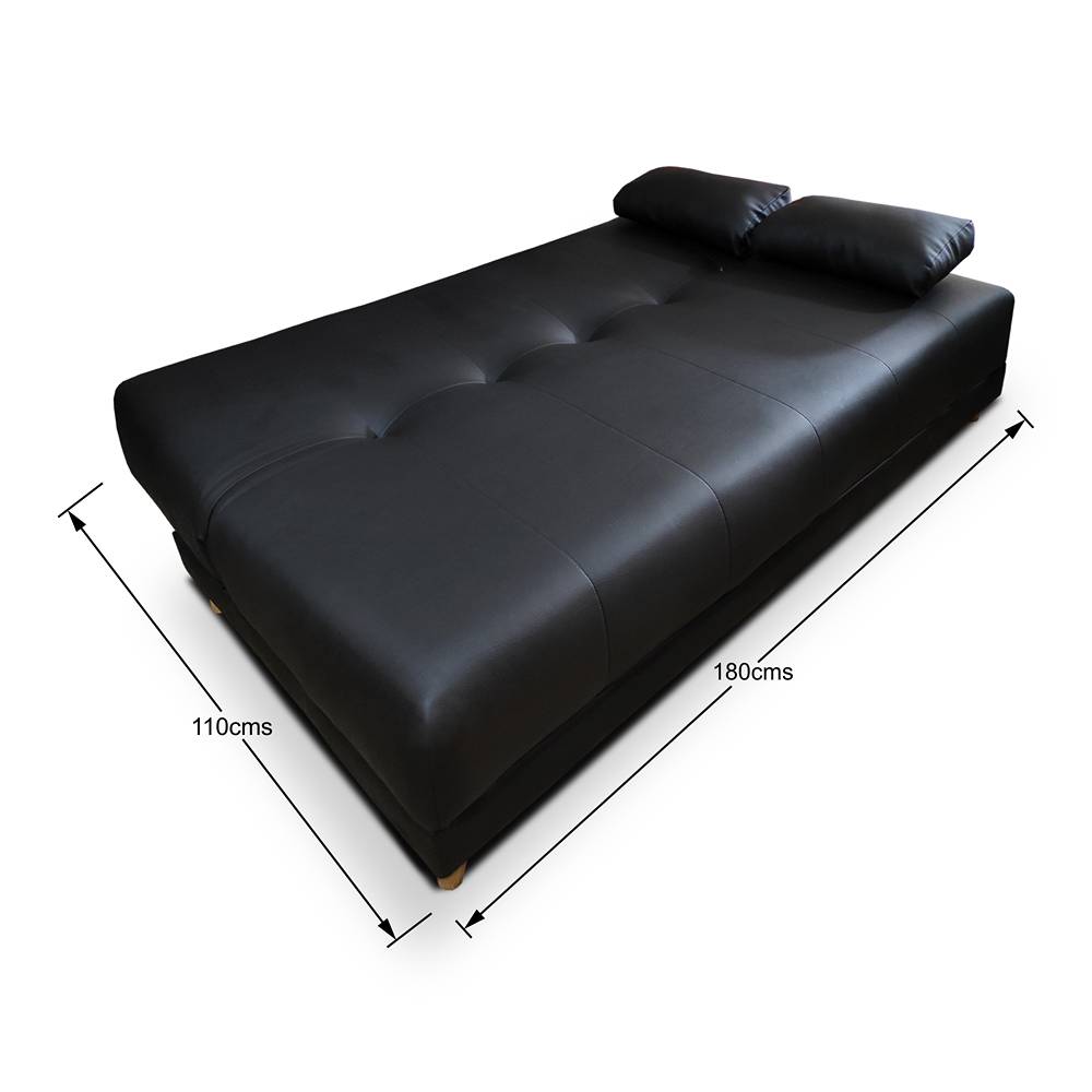 Sofá Cama Sabath Negro 180x81cm De 3 Puestos Reclinable sin Apoya Brazos