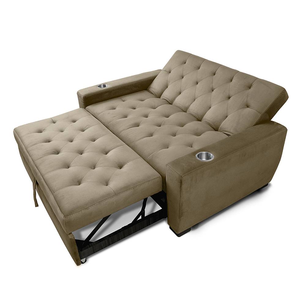Sofá Cama Vicenzo Camel 150x86cm De 3 Puestos Reclinable con Apoya Brazos