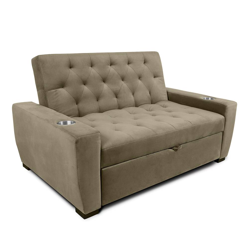 Sofá Cama Vicenzo Camel 150x86cm De 3 Puestos Reclinable con Apoya Brazos