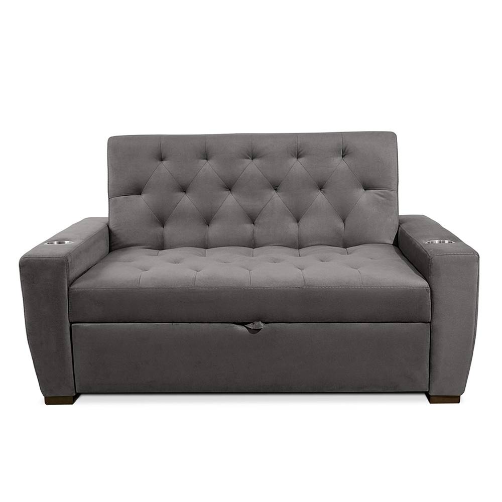 Sofá Cama Vicenzo Gris 150x86cm De 3 Puestos Reclinable con Apoya Brazos