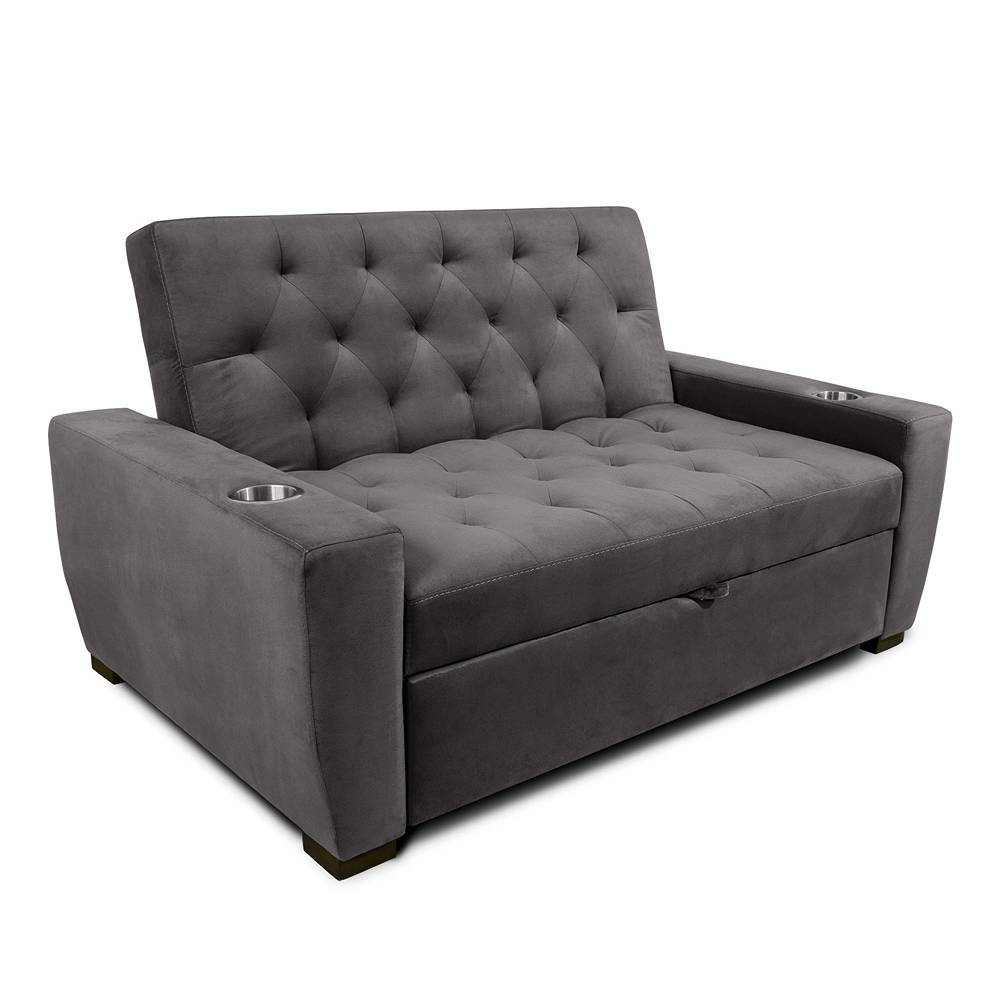 Sofá Cama Vicenzo Gris 150x86cm De 3 Puestos Reclinable con Apoya Brazos