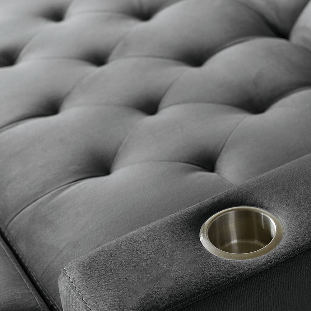 Sofá Cama Vicenzo Gris 150x86cm De 3 Puestos Reclinable con Apoya Brazos