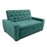 Sofá Cama Vicenzo Turquesa 150x86cm De 3 Puestos Reclinable con Apoya Brazos