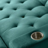 Sofá Cama Vicenzo Turquesa 150x86cm De 3 Puestos Reclinable con Apoya Brazos