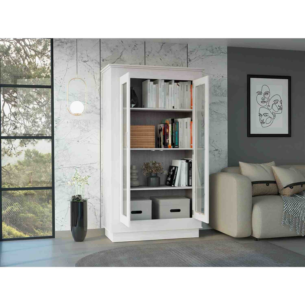 Vitrina Alcamo Niebla 103x180cm con Cuatro Compartimientos - Bifes | Bylmo