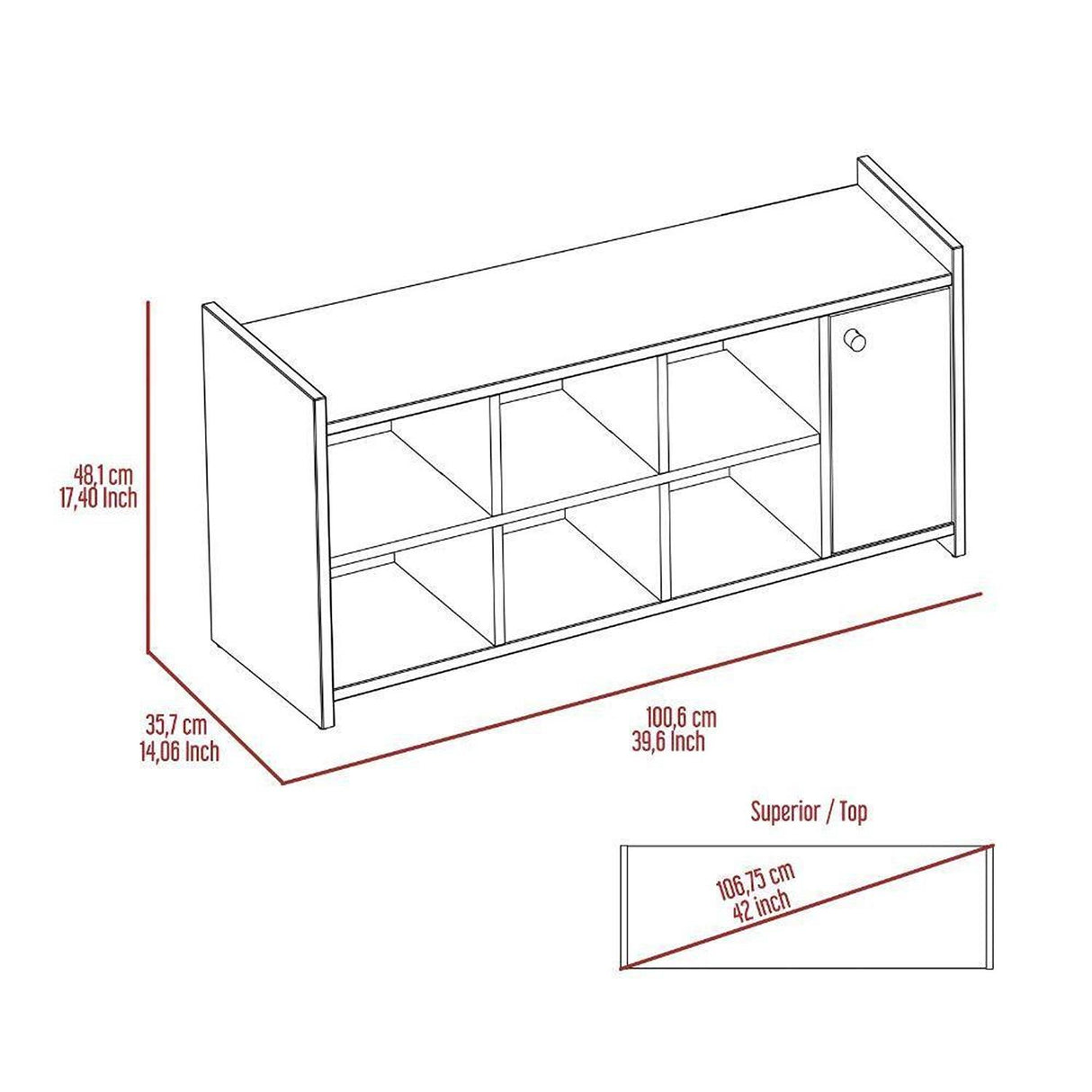 Zapatero Carbón y Gales 100.6x35.7cm Horizontal de Dos Niveles para Doce Pares - Closets | Bylmo