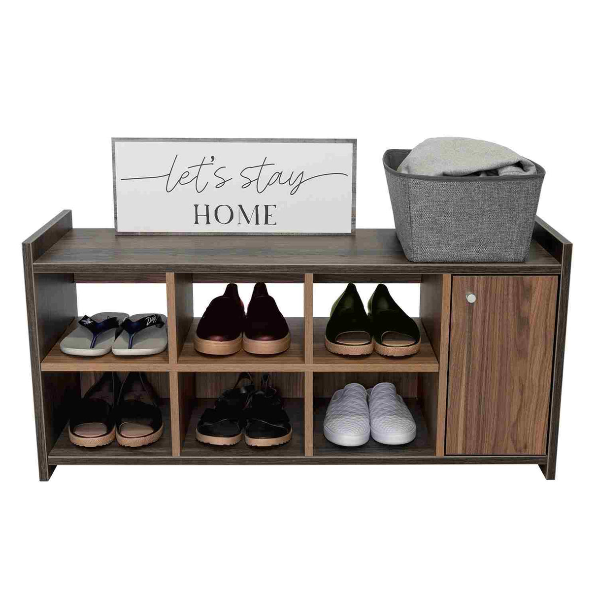 Zapatero Carbón y Gales 100.6x35.7cm Horizontal de Dos Niveles para Doce Pares - Closets | Bylmo