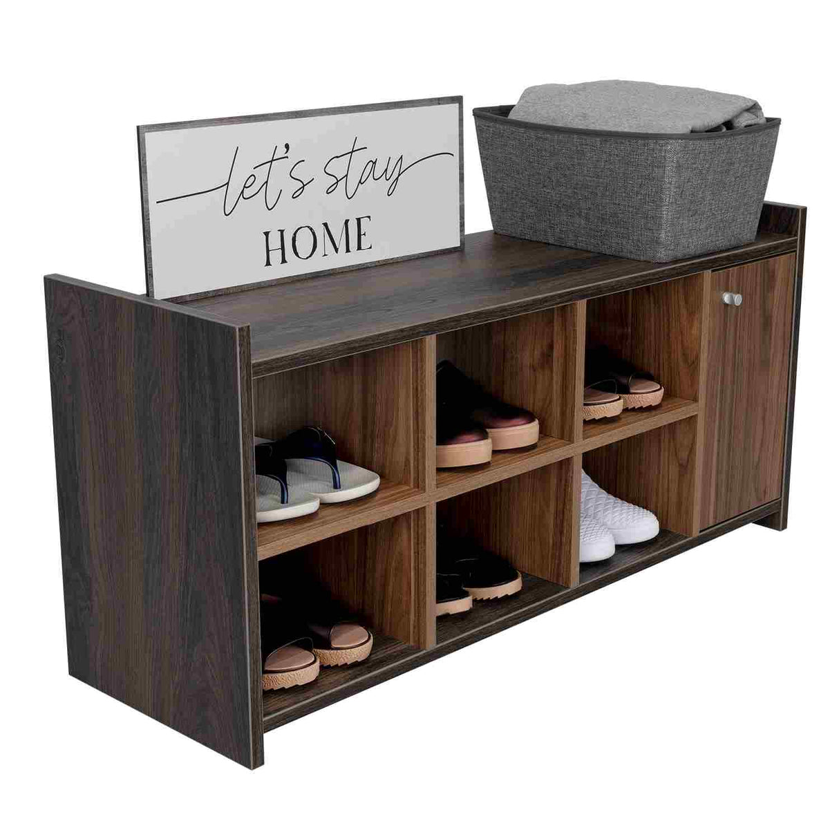 Zapatero Carbón y Gales 100.6x35.7cm Horizontal de Dos Niveles para Doce Pares - Closets | Bylmo