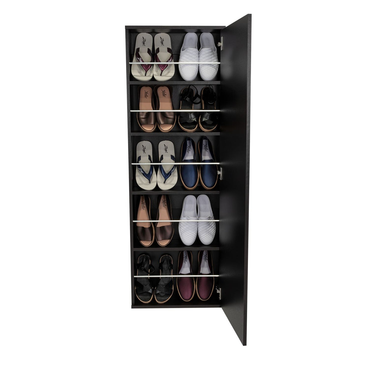 Zapatero de Pared Leto Wengue 47x138cm Vertical de Cinco Niveles para Diez pares de Zapatos - Closets | Bylmo
