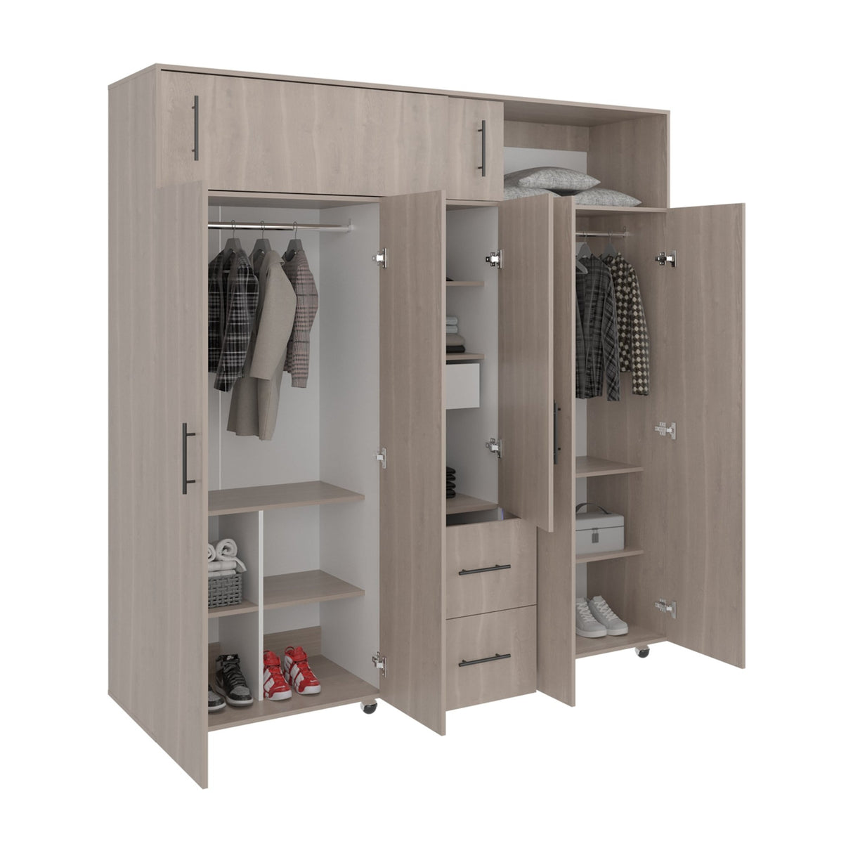 Closet Montevideo Bardolino y Blanco 200.1x206cm con 3 Cajones con 4 Entrepaños - Closets | Bylmo