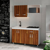 Cocina Ambar Blanco y Gracia 150x212cm Con Meson de Marmol Sintético y Estufa Esmaltada - COCINAS | Bylmo