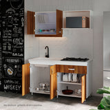 Cocina Ambar Blanco y Gracia 150x212cm Con Meson de Marmol Sintético y Estufa Esmaltada - COCINAS | Bylmo