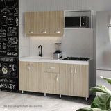 Cocina Ambar Blanco y Soder 180x213cm Con Meson de Marmol Sintético y Estufa - COCINAS | Bylmo