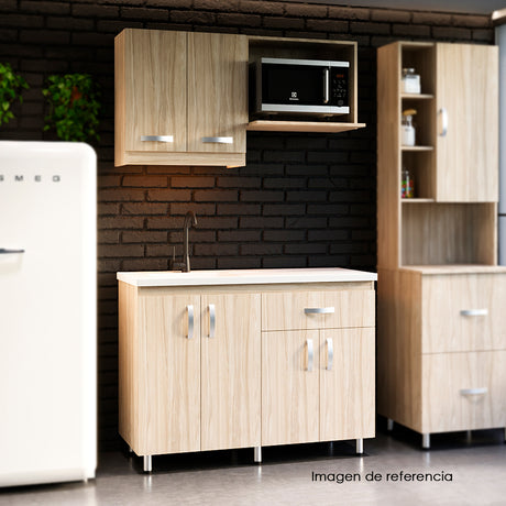 Cocina Modular Ambar Gracia 120x75cm Con Mesón de Mármol Sintético y Sin Estufa - COCINAS | Bylmo