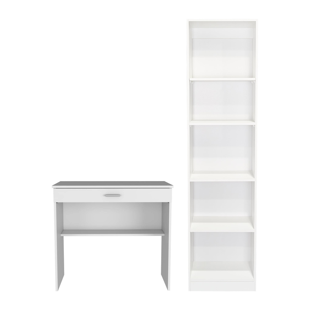 Combo Escritorio Edificie Blanco y Estantería Home Blanco