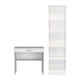 Combo Escritorio Edificie Blanco y Estantería Home Blanco