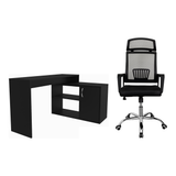 Combo Escritorio en L Axis Wengue y Silla de Oficina X57