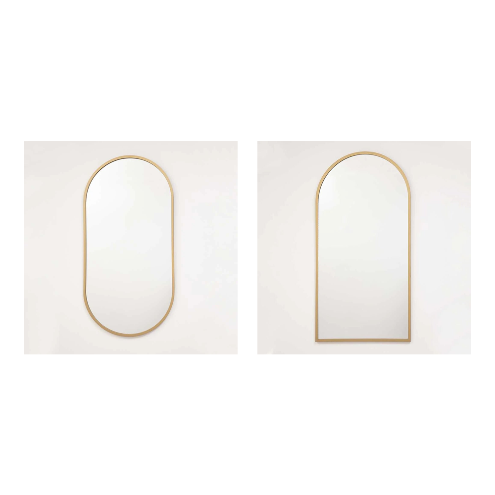 Combo Espejo Dorado Ovalado 50cm y Espejo Dorado Arco 50cm