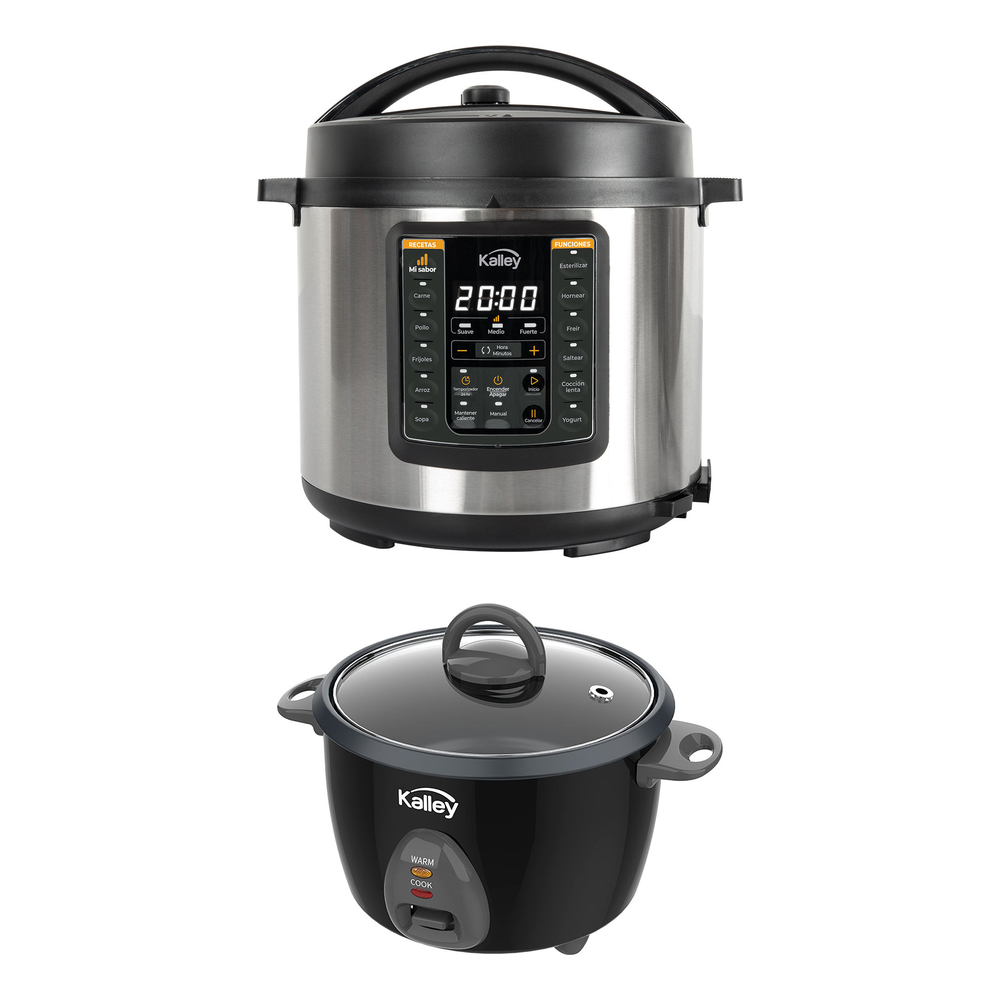 Combo Olla Multifuncional Kalley 5.5 L y Olla Arrocera Kalley Negra