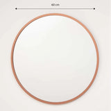 Espejo de Pared Oro Rosa 60x60cm Redondo con Marco En Madera - Espejos Decorativos | Bylmo