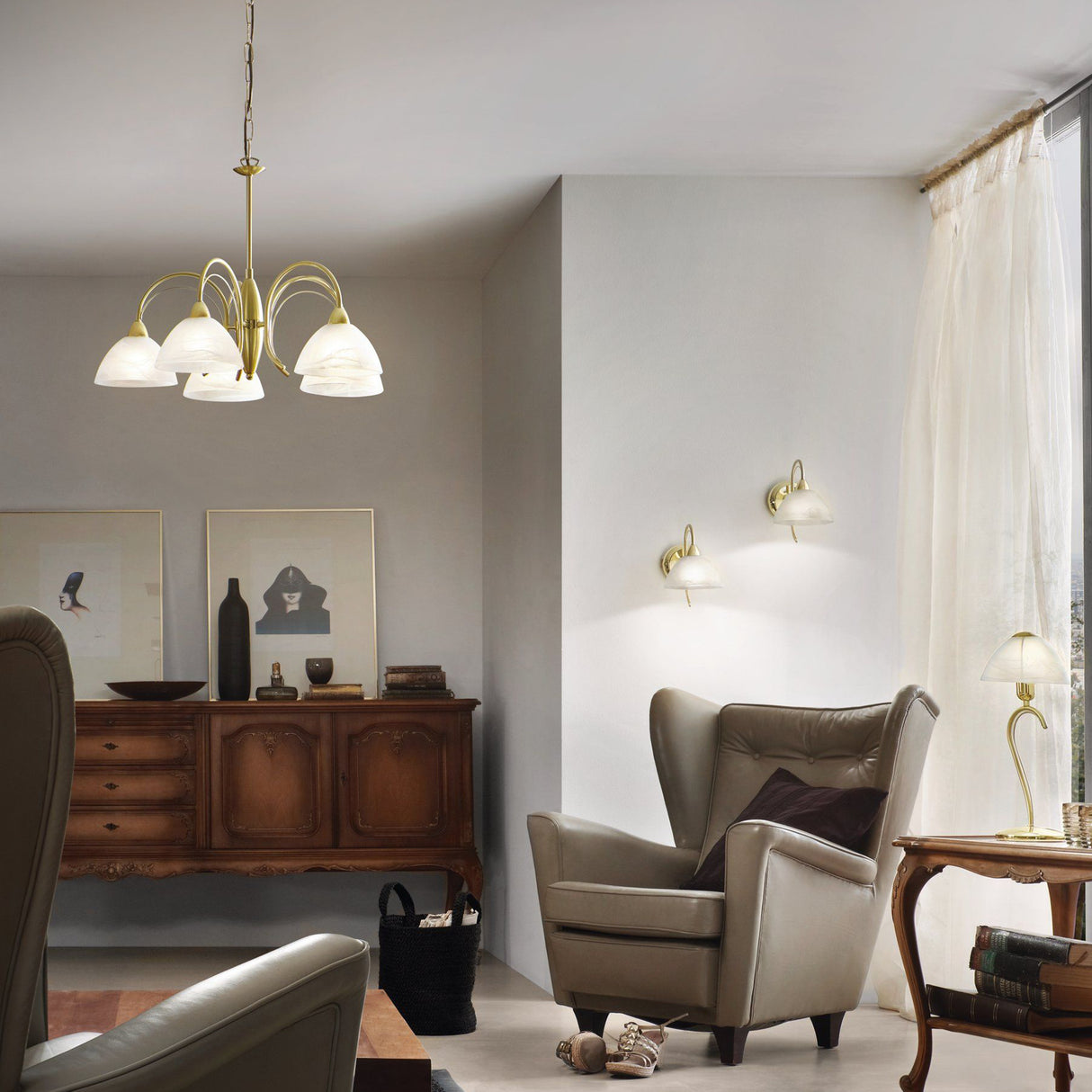 Lámpara Colgante Clásico 5 Luces Dorado Ajustable 63x110cm - Iluminacion | Bylmo