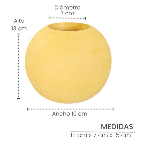 Matera de mesa Luna Amarillo 12x12cm de Cemento Circular de 1.4 Litros - Jardineria | Bylmo