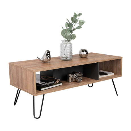 Mesa de Centro Vassel Miel 101x40cm Rectangular con Patas y con Compartimientos - Mesas | Bylmo