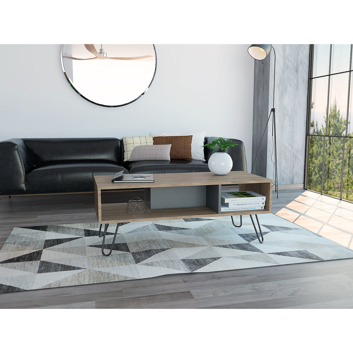 Mesa de Centro Vassel Miel 101x40cm Rectangular con Patas y con Compartimientos - Mesas | Bylmo