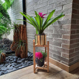 Porta Maceta Camelia Madera Natural 23.5x60cm Rectangular