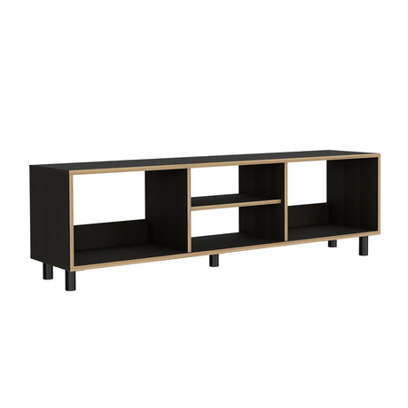Rack de TV Tunez Wengue y Cafe Claro 160x160cm Para TV Hasta 70 Pulgadas sin Cajones y con Patas - Muebles de TV | Bylmo