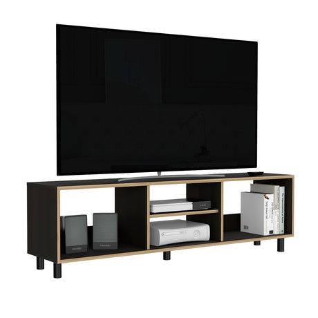Rack de TV Tunez Wengue y Cafe Claro 160x160cm Para TV Hasta 70 Pulgadas sin Cajones y con Patas - Muebles de TV | Bylmo