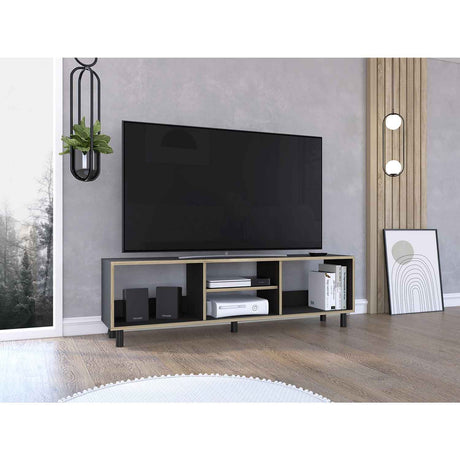 Rack de TV Tunez Wengue y Cafe Claro 160x160cm Para TV Hasta 70 Pulgadas sin Cajones y con Patas - Muebles de TV | Bylmo