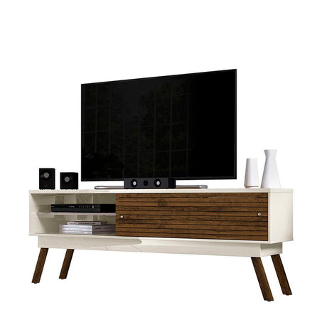 Rack Frizz Blanco y Savana 182 cm con Dos Puertas - Muebles para TV | Bylmo