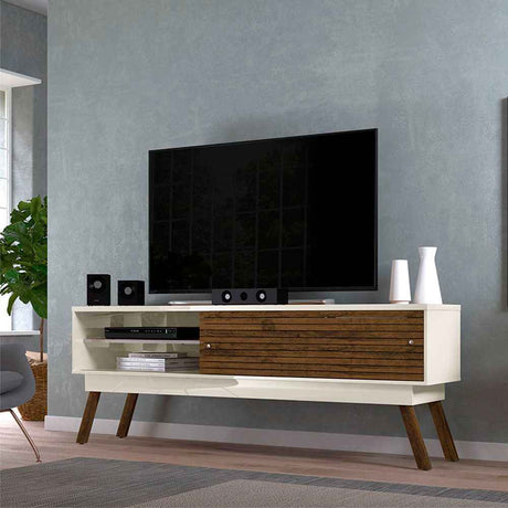 Rack Frizz Blanco y Savana 182 cm con Dos Puertas - Muebles para TV | Bylmo