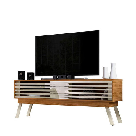 Rack Frizz Cafe y Blanco 182 cm con Dos Puertas - Muebles para TV | Bylmo
