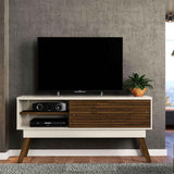 Rack Frizz Blanco y Cafe 150 cm con Dos Puertas - Muebles para TV | Bylmo