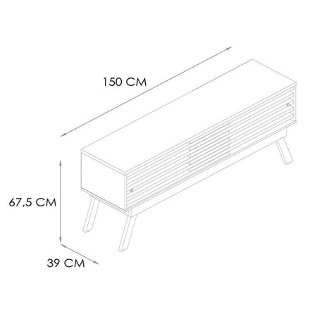 Rack Frizz Blanco y Cafe 150 cm con Dos Puertas - Muebles para TV | Bylmo