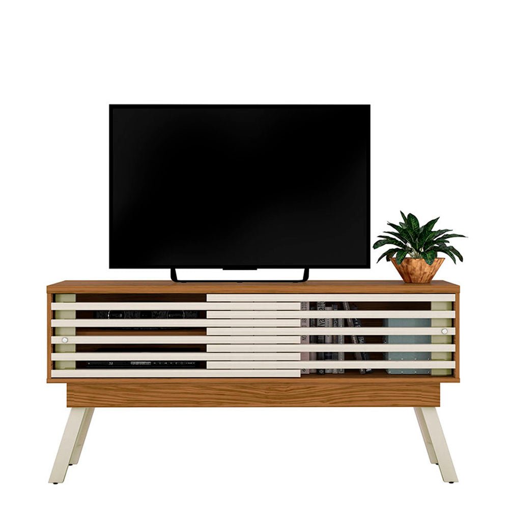 Rack Frizz Cafe y Blanco 150 cm con Dos Puertas - Muebles para TV | Bylmo