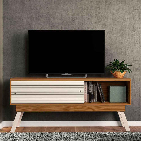 Rack Frizz Cafe y Blanco 150 cm con Dos Puertas - Muebles para TV | Bylmo