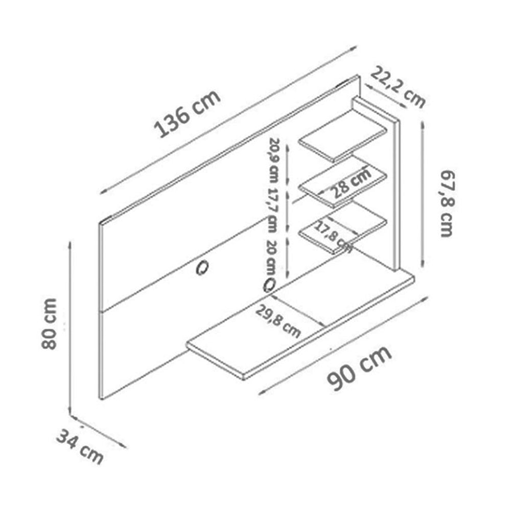 Panel Julia Blanco y Cafe 136 cm - Muebles para TV | Bylmo