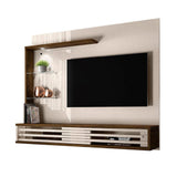 Panel Frizz Blanco y Cafe 160 cm con Dos Puertas y Luz Led - Muebles para TV | Bylmo