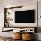 Panel Frizz Blanco y Cafe 160 cm con Dos Puertas y Luz Led - Muebles para TV | Bylmo