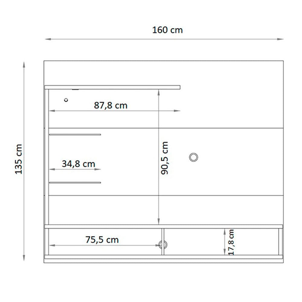 Panel Frizz Blanco y Cafe 160 cm con Dos Puertas y Luz Led - Muebles para TV | Bylmo