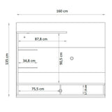 Panel Frizz Blanco y Cafe 160 cm con Dos Puertas y Luz Led - Muebles para TV | Bylmo