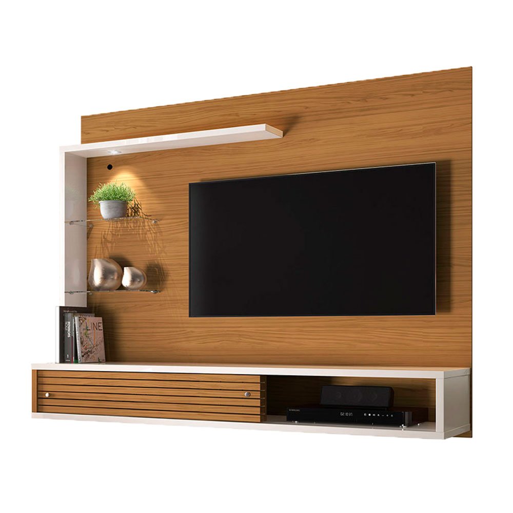 Panel Frizz Cafe y Blanco 160 cm con Dos Puertas y Luz Led - Muebles para TV | Bylmo