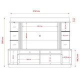 Centro de Entretenimiento Frizz Gold Cafe y Blanco 230 cm con Dos Puertas y Entrepaños de Vidrio - Muebles para TV | Bylmo