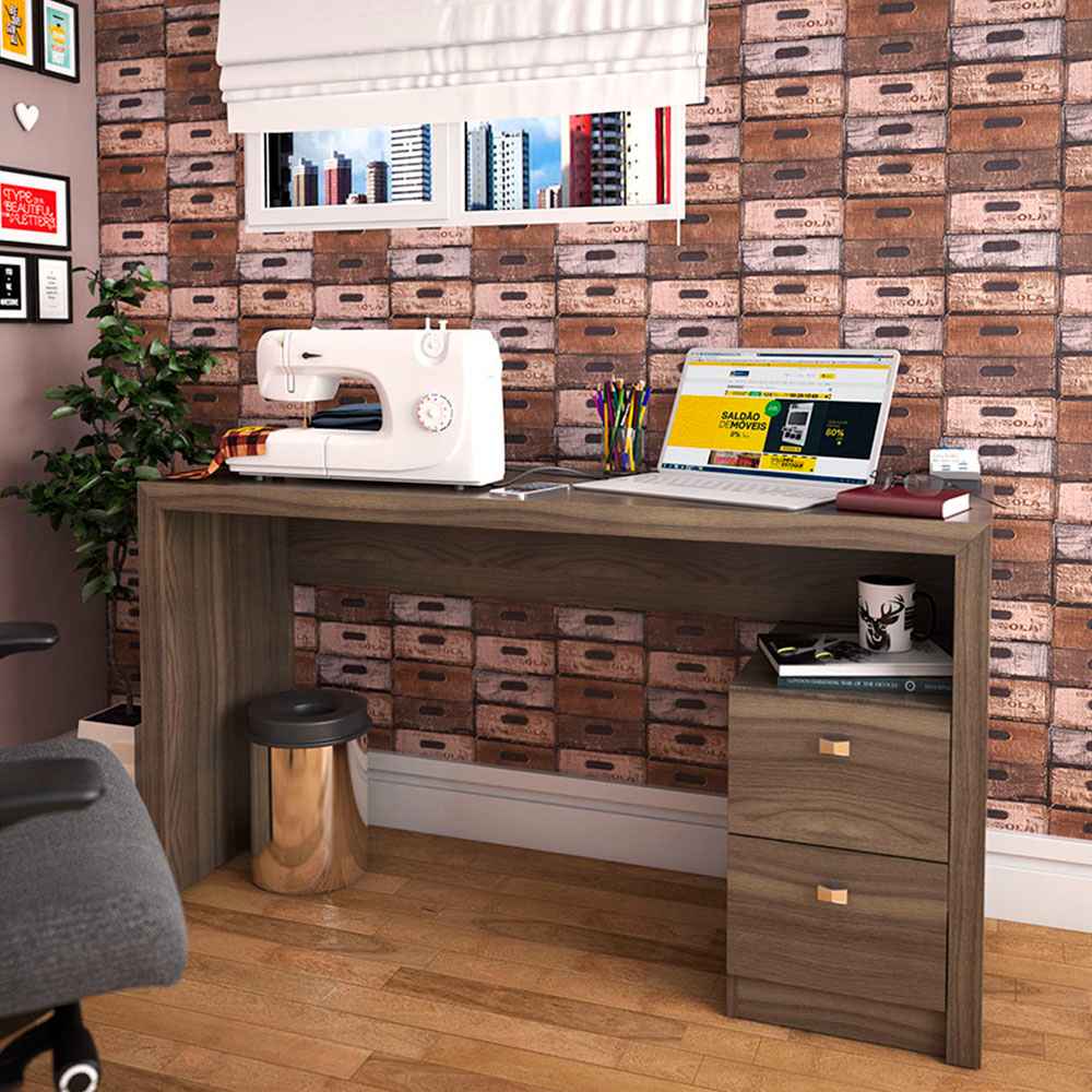 Escritorio Santorini Roble 135 cm con Cajones y Entrepaños - Escritorios y Archivadores | Bylmo